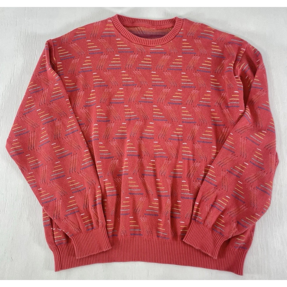 Vintage Orange Retro Sweater Crewneck Men's Size XL 80's Designer Fp Lauren Pop